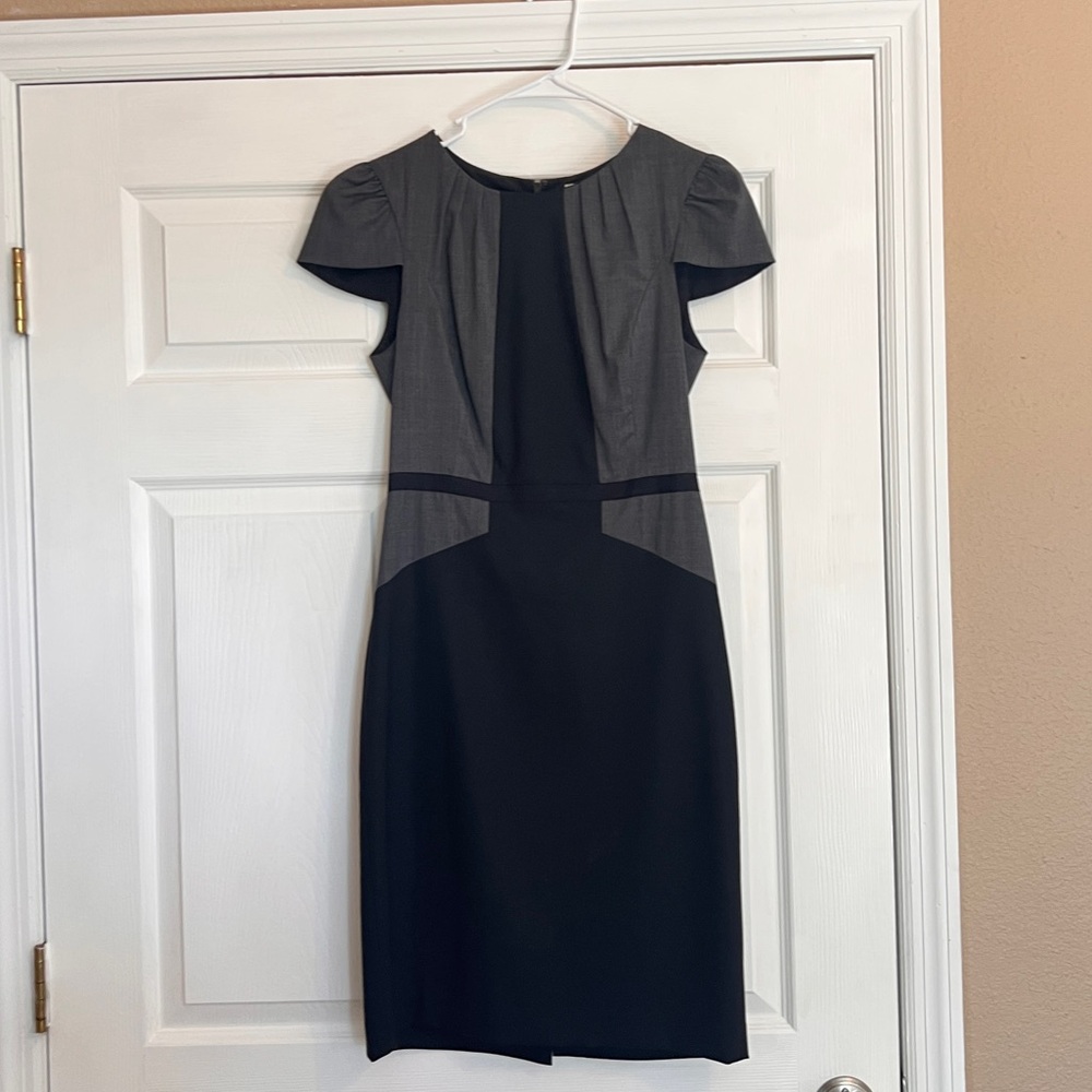 Club Monaco Black and Gray Midi Dress